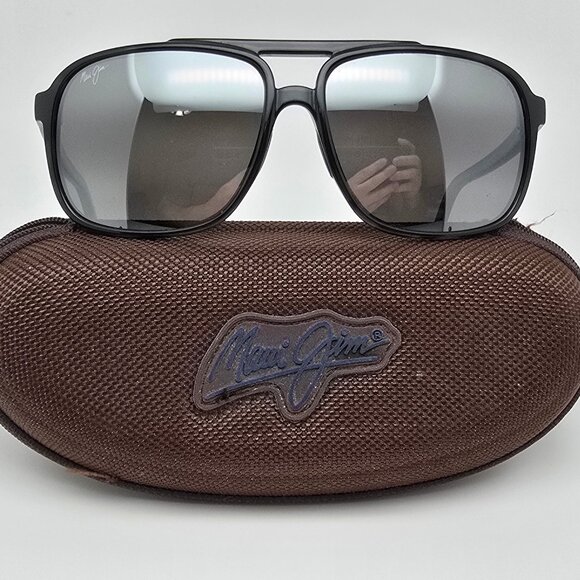 Maui Jim MJ701-11T Silversword Black Frame Polarized Grey Glass Lens Sunglasses